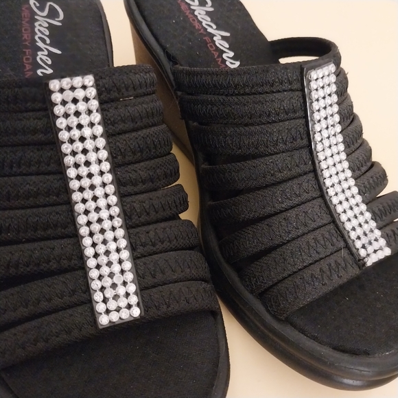 Skechers Black Slide Sandals with Sparkling Accent - Picture 3 of 7
